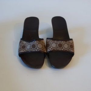 Salvatore Ferragamo Brown and Tan Mules